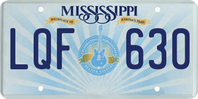 MS license plate LQF630