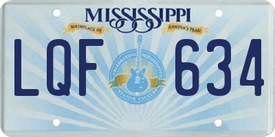 MS license plate LQF634