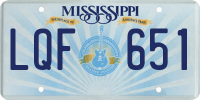 MS license plate LQF651