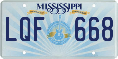 MS license plate LQF668