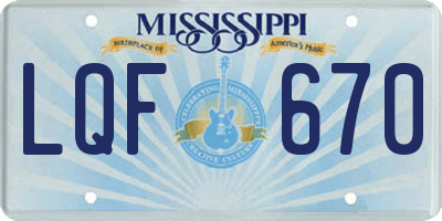 MS license plate LQF670