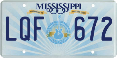 MS license plate LQF672