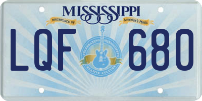 MS license plate LQF680