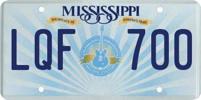 MS license plate LQF700