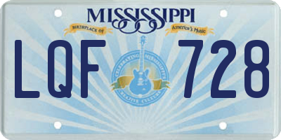 MS license plate LQF728