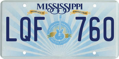 MS license plate LQF760
