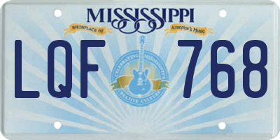 MS license plate LQF768