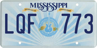 MS license plate LQF773