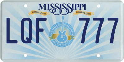 MS license plate LQF777