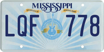 MS license plate LQF778