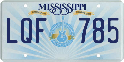 MS license plate LQF785