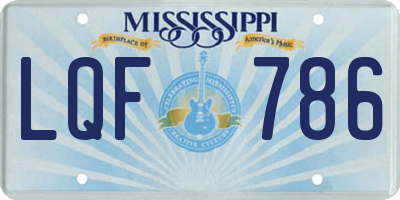 MS license plate LQF786