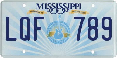 MS license plate LQF789