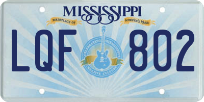 MS license plate LQF802