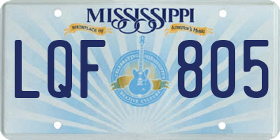 MS license plate LQF805