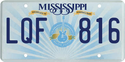 MS license plate LQF816