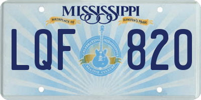 MS license plate LQF820