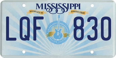 MS license plate LQF830