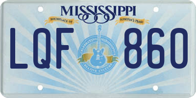 MS license plate LQF860