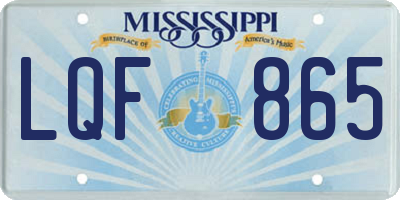 MS license plate LQF865