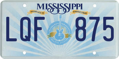 MS license plate LQF875