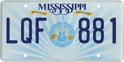 MS license plate LQF881
