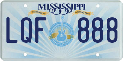 MS license plate LQF888