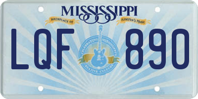 MS license plate LQF890