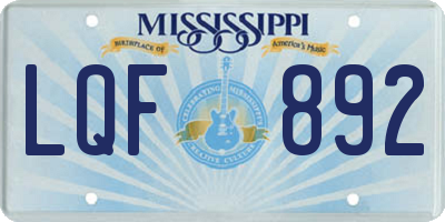 MS license plate LQF892
