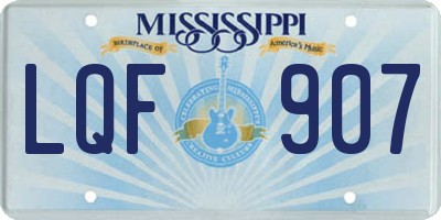 MS license plate LQF907