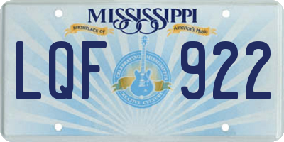MS license plate LQF922
