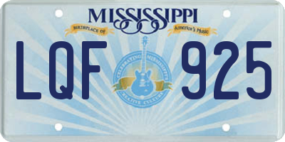 MS license plate LQF925