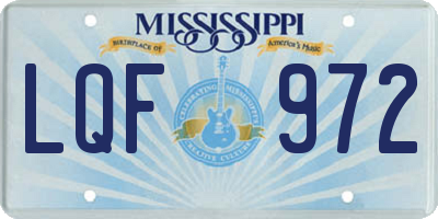 MS license plate LQF972