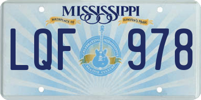 MS license plate LQF978