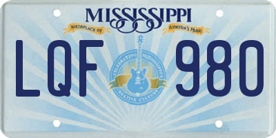 MS license plate LQF980