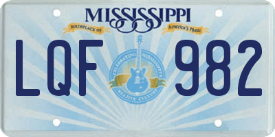 MS license plate LQF982