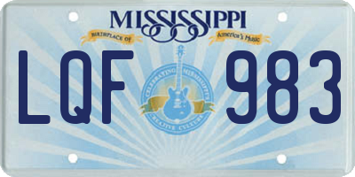MS license plate LQF983