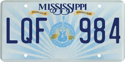 MS license plate LQF984