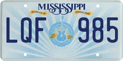 MS license plate LQF985