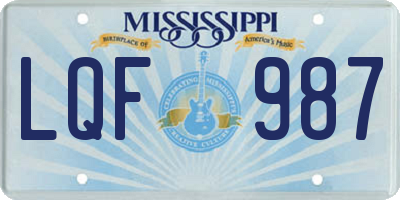 MS license plate LQF987