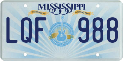 MS license plate LQF988