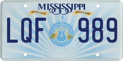 MS license plate LQF989