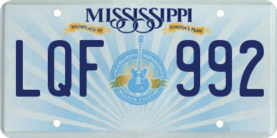 MS license plate LQF992