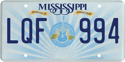 MS license plate LQF994
