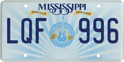 MS license plate LQF996