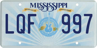 MS license plate LQF997
