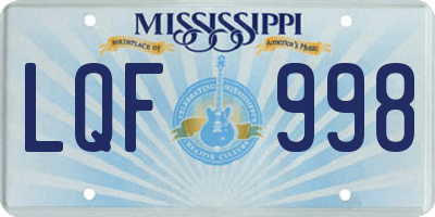 MS license plate LQF998