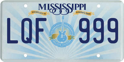 MS license plate LQF999
