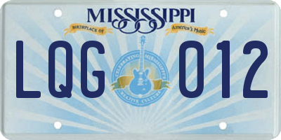 MS license plate LQG012