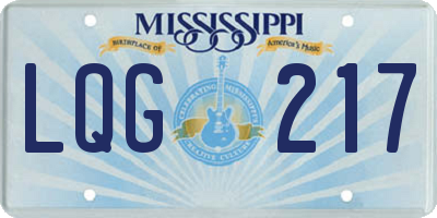 MS license plate LQG217